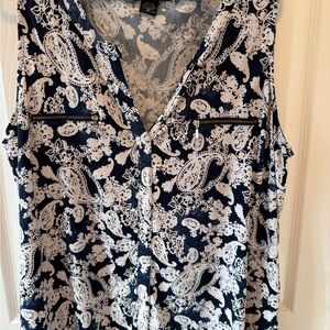 Robert Louis Navy and White Paisley Blouse